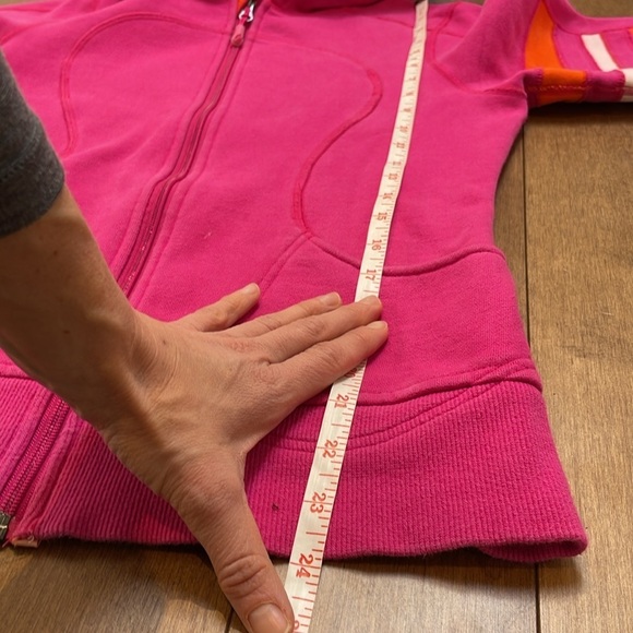 Lululemon Womens scuba hoodie US6 Pink Orange Stripes Zip Up Jacket vintage - Picture 8 of 12